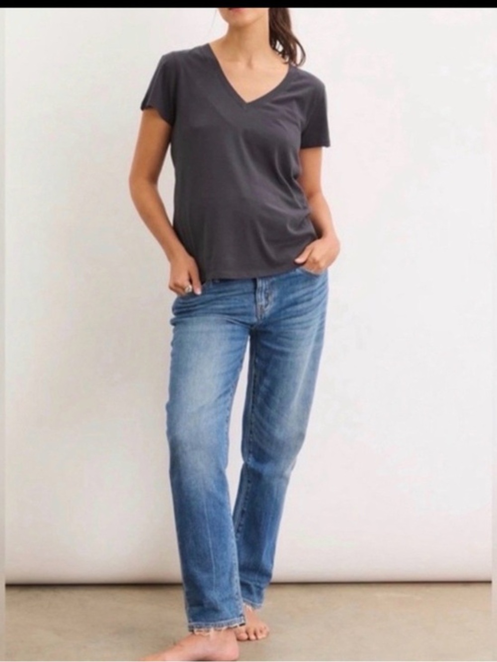 Hatch maternity Boyfriend Jeans in Light Blue Wash 28